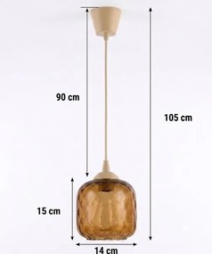 Brilagi - Lustră LED suspendată pe cablu R GLASS 1xE27/60W/230V Ø 14 cm bej/maro fumuriu