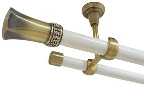 Galerie tavan fara inele PLUTON CRYSTAL - 25/19 - alb/aur antic (Alege marime: 200 cm)