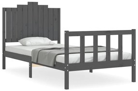 3192288 vidaXL Cadru de pat cu tăblie, gri, 100x200 cm, lemn masiv
