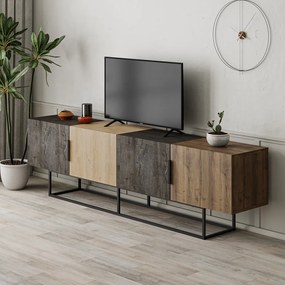 Masă TV în culoare naturală cu aspect de lemn de stejar 200x55 cm Titan – Marckeric