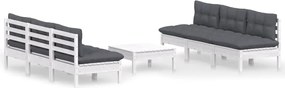 vidaXL Set mobilier grădină cu perne antracit, 7 piese, lemn masiv pin