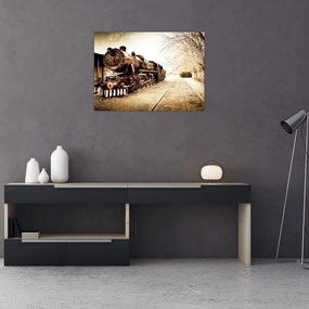 Tablou pe sticlă - Locomotiva istorică (70x50 cm)