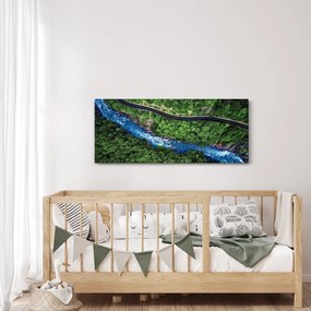 Tablou - Râu între munți, Caucaz, Rusia (120x50 cm)