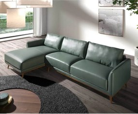 Coltar LUX design italian cu sezlong stanga Cowhide verde
