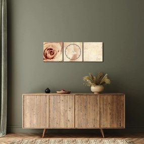 Tablou - floare de trandafir pentru îndrăgostiți (cu ceas) (90x30 cm)