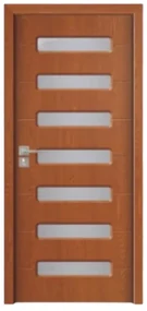 Usa Interior din MDF Novo Doors ND318, Cadru din Lemn Masiv, Geam Sablat, KIT COMPLET, Toc , Manere si balamale incluse (Culoare: Crem, Dimensiune: