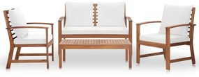 318338 vidaXL Set mobilier de grădină cu perne, 4 piese, lemn masiv de acacia