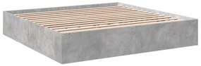 3280989 vidaXL Cadru de pat, gri beton, 200x200 cm, lemn prelucrat