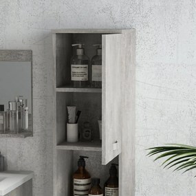 Set de Mobilier de Baie din 3 Piese, Montare pe Perete, cu Dulap cu Oglinda, Dulap de Depozitare Inalt, Gri Kleankin | Aosom Romania