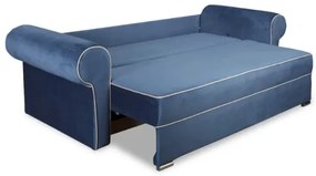 Canapea Extensibila Cu 3 Locuri Sofia, Albastru Si Bej, Lada Depozitare, 251 x 105 x 75 Cm