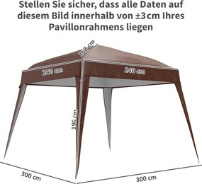 Outsunny Acoperiș de schimb pentru pavilion, prelată de schimb pentru pavilion de grădină 3 x 3 m, înlocuitor acoperiș pentru cort de grădină, UPF50+, material Oxford, Cafea | Aosom Romania