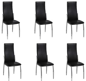 vidaXL Scaune de sufragerie, 6 buc., negru, piele ecologică