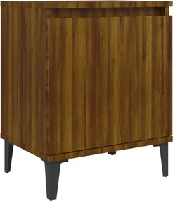 vidaXL Noptieră cu picioare din metal, stejar maro, 40x30x50 cm