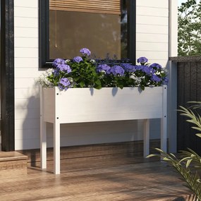 Jardiniera de gradina, alb, 110x31x70 cm, lemn masiv de pin 1, Alb
