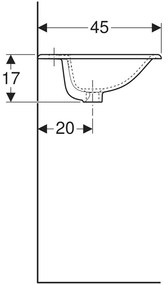 Lavoar baie incastrat alb 55 cm Geberit Selnova Square Alb