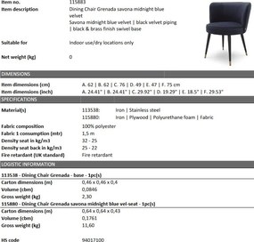 Scaun design LUX Grenada, savona albastru 115883 HZ