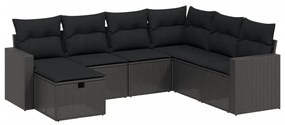 3263521 vidaXL Set canapele de grădină cu perne, 7 piese, negru, poliratan