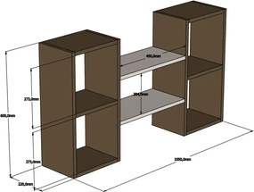 Raft de perete, Matilda Homs, gri antracit/alb, 60 x 105 x 20 cm, PAL
