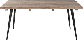 Masă de dining din lemn reciclat cu picioare din metal negru, 180×90×76 cm, „Loft"