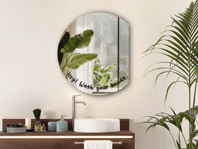 Autocolant pentru oglindă S47 – Hey! Wash your hands. (round)