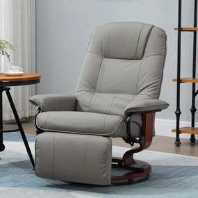 HOMCOM Fotoliu relax Fotoliu TV Fotoliu recliner Piele ecologică Scaun rotativ 360° Înclinat 145° Gri 78 x 87 x 100 cm | Aosom Romania