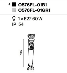 Stalp de exterior cu protectie IP54, Bronx gri H-79,6cm