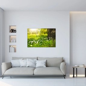 Tablou cu poiana și flori (90x60 cm)