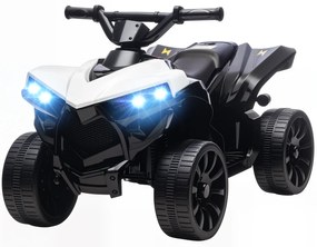 AIYAPLAY Quad electric copii 6V, ATV electric pentru copii, muzică și faruri LED, pentru 3-8 ani, 70 x 42 x 45 cm, alb | Aosom Romania