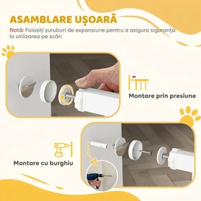 PawHut Poartă Extensibilă pentru Câini fără Șuruburi, Poartă de Siguranță Reglabilă, 94-100x94 cm, Alb | Aosom Romania