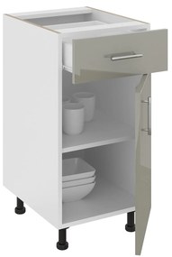 Corp Baza Karo, 1 Sertar, 1 Usa, Gri Lucios/Alb, MDF, 40 x 50 x 80 cm