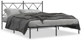 376504 vidaXL Cadru de pat metalic cu tăblie, negru, 150x200 cm
