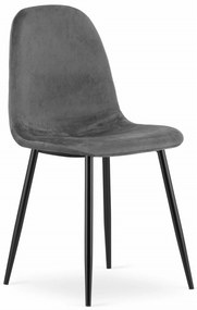 OFERTA Scaun din catifea gri inchis COMO cu picioare negre, calitatea a II-a