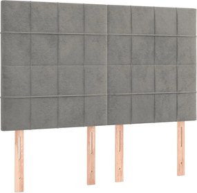 vidaXL Tăblie de pat gri deschis 144x5x118/128 cm catifea