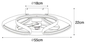 Ventilator de tavan alb 55cm incl. LED Dimmabil cu telecomandă - Mandy