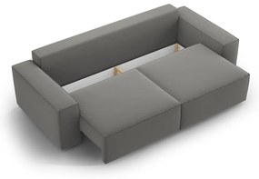 Canapea gri deschis extensibilă/cu spațiu de depozitare cu tapițerie din catifea 247 cm Jodie – Micadoni
