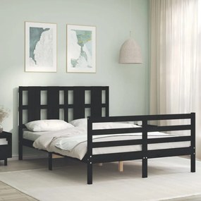 3194115 vidaXL Cadru de pat cu tăblie, negru, 120x200 cm, lemn masiv