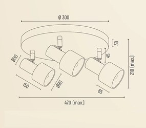 Plafoniera cu 3 spoturi design minimalist DORIA alb/alama