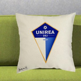 Perna Personalizata Unirea Dej 1921 Fotbal, 40x40 cm, Ecru, Husa Detasabila, Perna Inclusa, BEKZ®