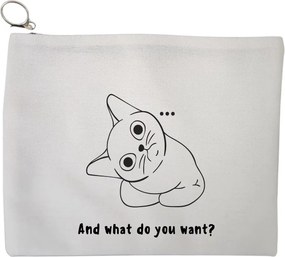 Portfard Cosmetice tip Plic, model And what do you want?, 23x18 cm, Alb, BEKZ®