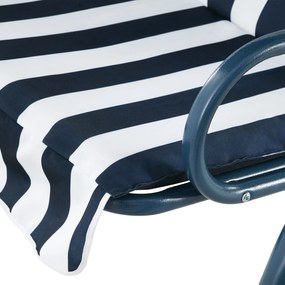 Outsunny Balansoar de Grădină 3 Locuri Acoperiș impermeabil Înclinare reglabilă Perne Șezut Spătar Albastru alb în dungi | Aosom Romania