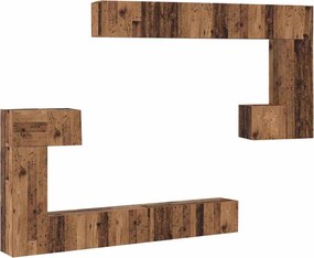 vidaXL Unități TV Pe perete 4 pcs Lemn Vechi Lemn compozit