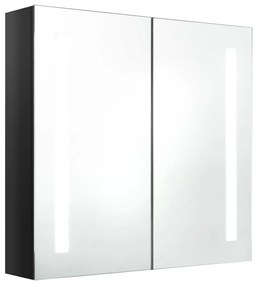 326519 vidaXL Dulap de baie cu oglindă și LED negru strălucitor 62x14x60 cm