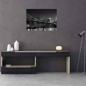 Tablou pe sticlă cu podul Brooklin în New York (70x50 cm)