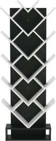 Biblioteca VEVEY, alb/negru, PAL melaminat, 59x22x150 cm