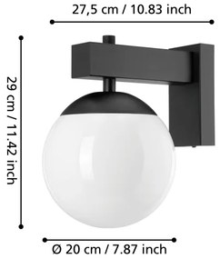 Aplică de exterior BUFALATA 1xE27/40W/230V negru IP44 Eglo 900669