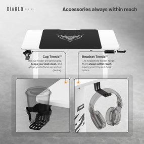 Birou reglabil pe înălțime Diablo X-Tensio 1100 alb