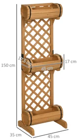 Jardiniera cu 3 ghivece Outsunny, forma de butoi, lemn de brad maro, 45x35x150cm | Aosom RO