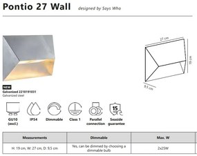 Aplica de perete iluminat exterior IP54 Pontio 27 otel galvanizat