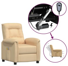 3093316 vidaXL Fotoliu de masaj cu ridicare, crem, textil microfibră