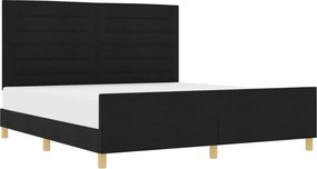 vidaXL Cadru de pat cu headboard Negru 180 x 200 cm țesătură